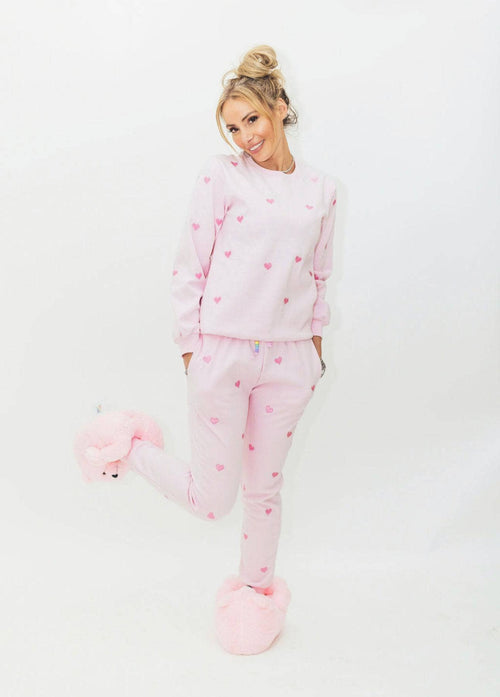 Lola + The Boys Set Women's Full Hearts Jogger Set