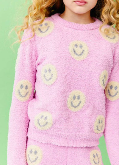 Lola + The Boys Set Women’s Pinky Fuzzy Smiley Emoji  Set