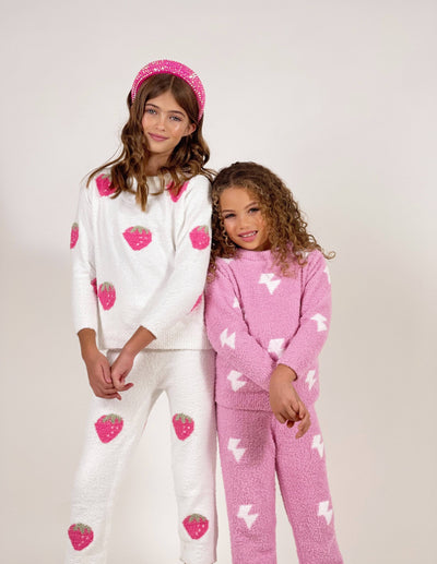 Lola + The Boys Set Womens Fuzzy Strawberry Set