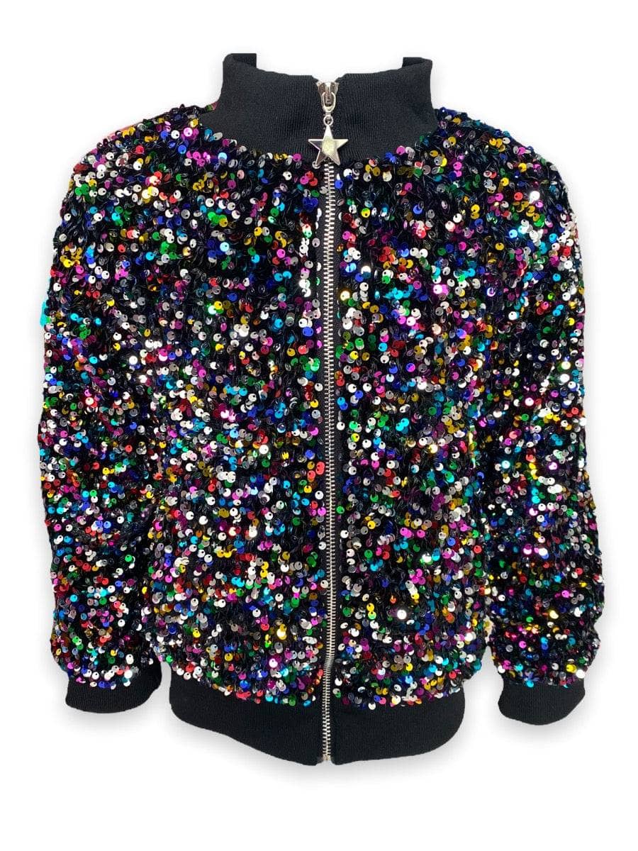 Glitter sequin bomber on sale jacket