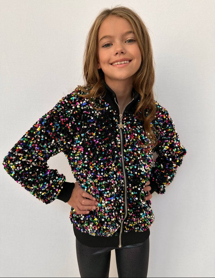 Shimmering Stardust Sequin Bomber - Main Image