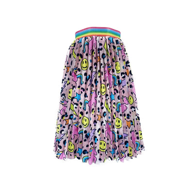 Lola + The Boys skirt Happy Emoji Rainbow Midi Skirt
