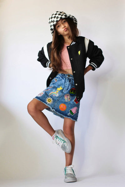Lola + The Boys Skirts All about the patch denim skirt