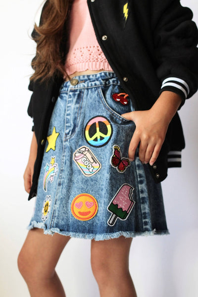 embroidered denim skirts for women