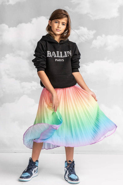 Lola + The Boys Skirts Ombre Pleated Rainbow Midi Skirt
