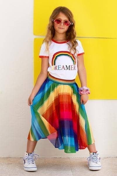 Lola + The Boys Skirts Rainbow Twirl Midi Skirt