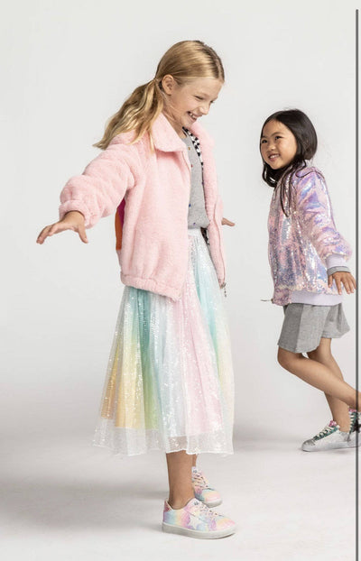 Lola + The Boys Skirts Sparkly Rainbow Midi Skirt
