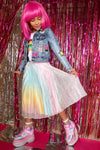 Lola + The Boys Skirts Adult small Womens Sparkly Rainbow Midi Skirt