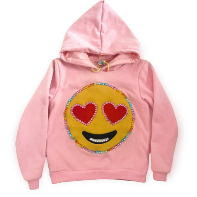 Lola + The Boys Sweaters & Sweatshirts Emoji Heart Eyes crystal Hoodie- PREORDER ships 10/30