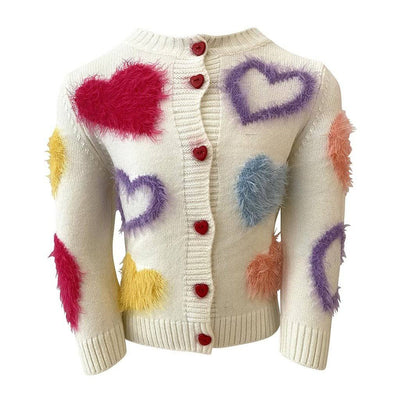 Lola + The Boys Sweaters & Sweatshirts Fuzzy Hearts Cardigan