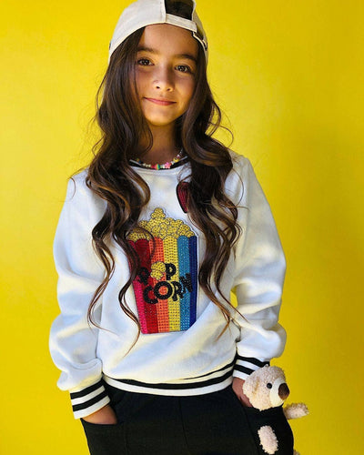 Lola + The Boys Sweaters & Sweatshirts Girls  I Love Popcorn Sweatshirt