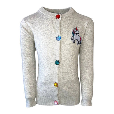 Lola + The Boys Sweaters & Sweatshirts Grey Rainbow Gem Unicorn Cardigan