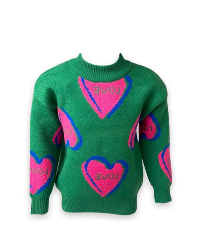 Lola + The Boys Sweaters & Sweatshirts 4/5 / Green I Love You Sweater
