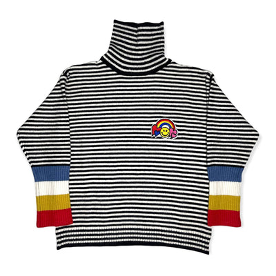 Lola + The Boys Sweaters & Sweatshirts Rainbow Striped Turtleneck