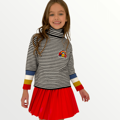 Lola + The Boys Sweaters & Sweatshirts Rainbow Striped Turtleneck