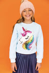 Lola & The Boys Sweaters & Sweatshirts Sky Blue Rainbow Unicorn Sweatshirt