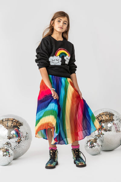 Lola + The Boys Sweaters & Sweatshirts Smiley Pearl Cloud Rainbow Sweatshirt