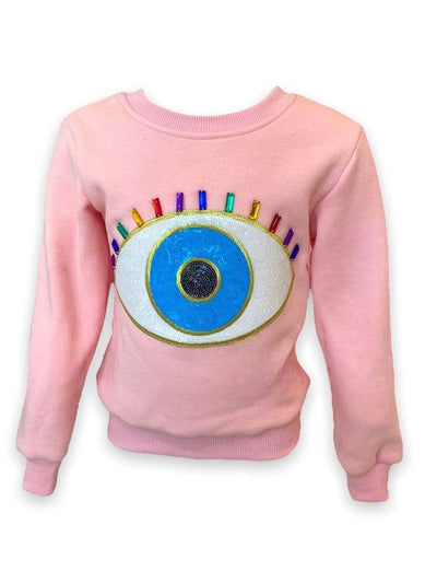 Lola + The Boys Sweaters & Sweatshirts Womens Rainbow Evil Eye Sweatshirt