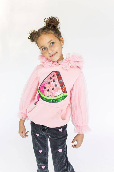 Lola & The Boys sweatshirt Watermelon Tulle Sequin Hoodie