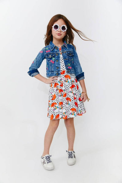 Lola + The Boys Sweet Cherry Patch Denim Jacket