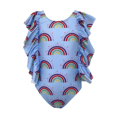 Lola + The Boys Swimwear Rainbow Ruffle Swimsuit