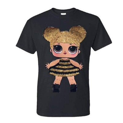Lola & The Boys Tees Black / 2 Girls Sequin Doll T-Shirt