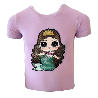 Lola & The Boys Tees Purple Mermaid Hug / 2 Girls Sequin Doll T-Shirt