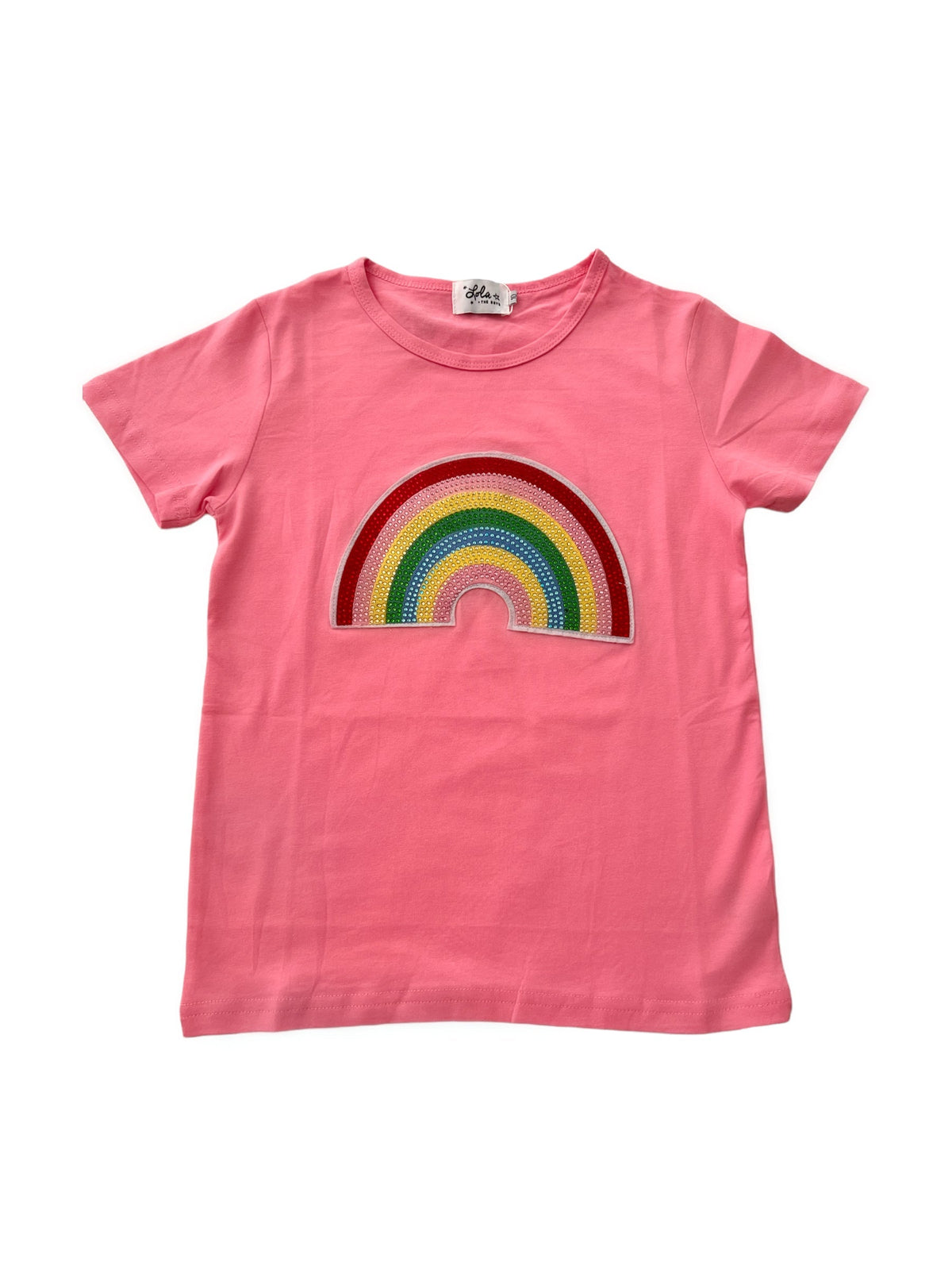 Girls Happy Rainbow Crystal Patch T-Shirt | Lola and The Boys