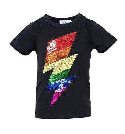 Lola + The Boys Tees Rainbow Lightning Bolt Sequin T-Shirt