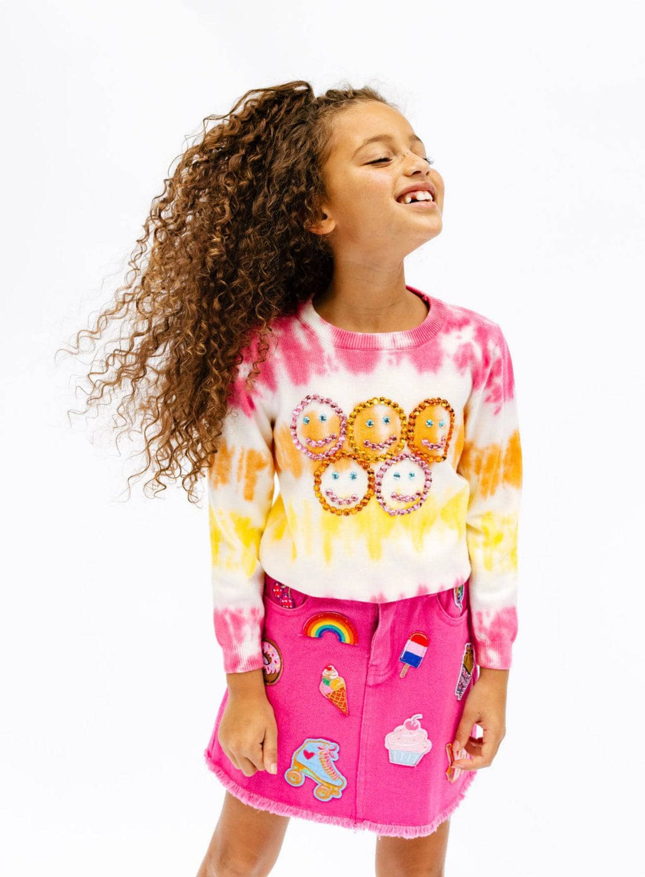 Champion Girls' Little Kids' Tie-Dye Crewneck Sweatshirt and