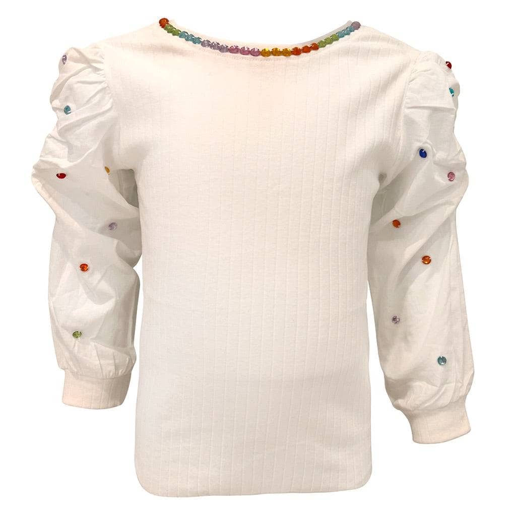 Gem Queen Puff Sleeve Blouse White