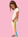 Lola + The Boys White sequin rainbow jogger set