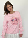 Lola + The Boys Women's Shimmering Heart Eye Emoji Sweatshirt