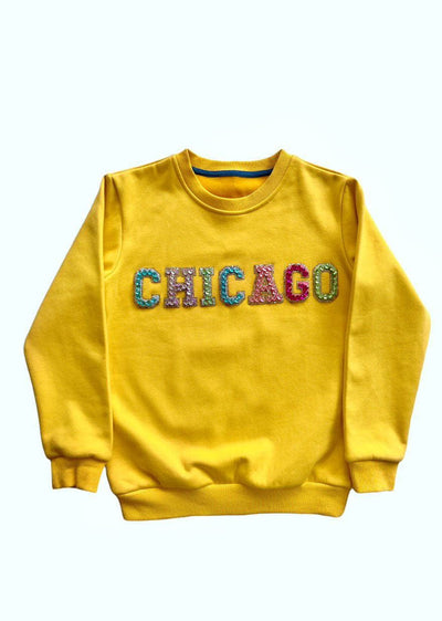 Lola + The Boys Womens Chicago Gem Sweatshirt - Yellow