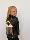 Lola + The Boys Womens Crystal Rain Leather Jacket
