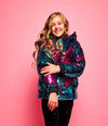 Lola + The Boys Womens Magic Sequin Flip Puffer Coat